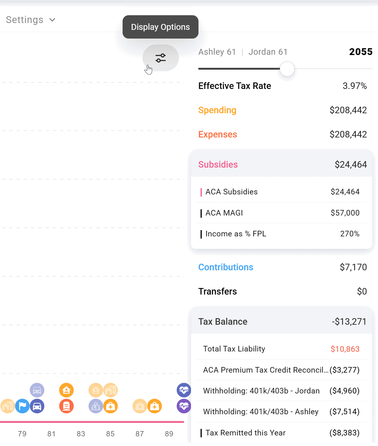 Tax Balance panel showing Total Tax Liability, Tax Remitted this Year, and reconciliation entries